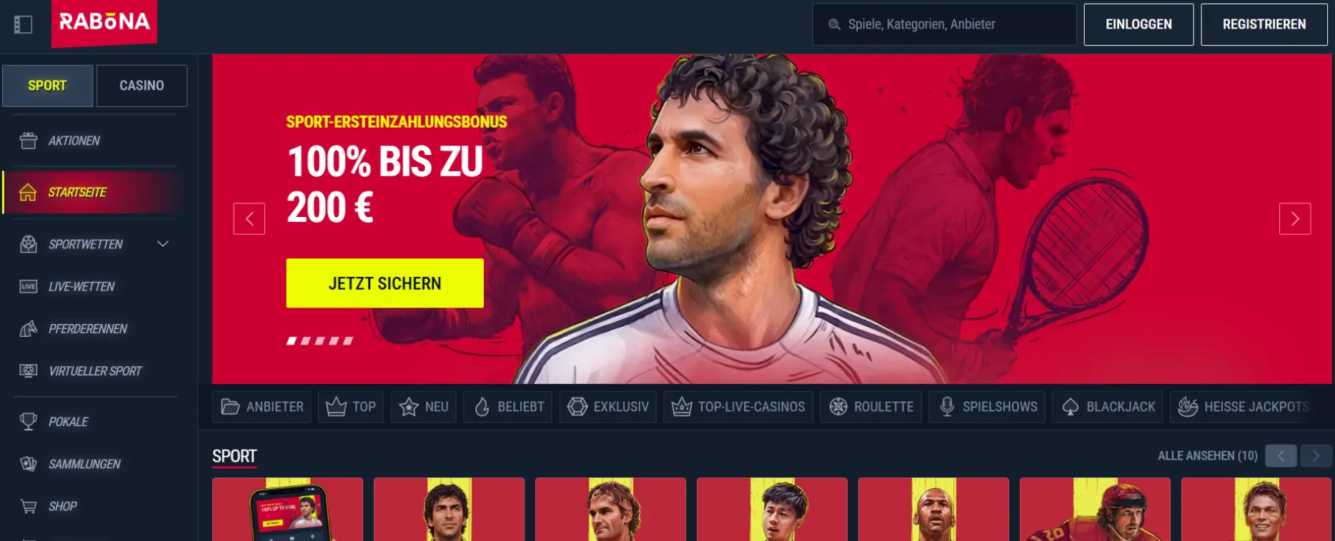 Rabona Casino Screen